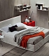 Стильная кровать в белом кожаном чехле с широким изголовьем BED RELAX / COLLECTION BRIO
