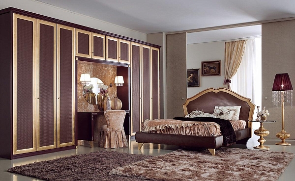 Классическая мебель в спальню с золотой отделкой COMPOSIZIONE M208