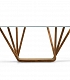 Стеклянный обеденный стол на дизайнерских деревянных ножках DOMINO