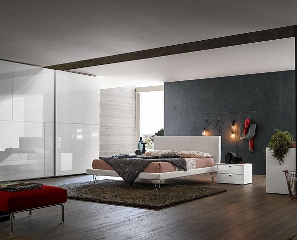 Белая итальянская кровать из экокожи в стиле минимализма Tidy