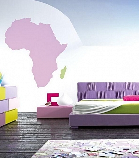 Современная фиолетовая кровать и разноцветные ящики NIGHT SIDE LETTI-10