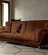 Коричневый диван в современном стиле с метллическими ножками и подушками Glamour