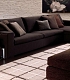 Элегантный длинный черный диван в гостиную в подушками LAZAR