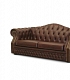 Классический раскладной диван Тирадор в коричневой коже