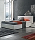Белая кожаная кровать в стиле минимализма с тумбой и комодом BED RIVER / COLLECTION MOVE