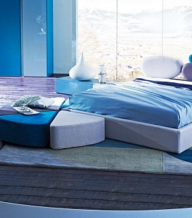 Современный спальный гарнитур сине-белый NIGHT SIDE LETTI-06