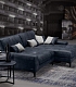 Большой синий диван из кожи в современную гостиную Rigoletto