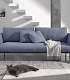 Стильный диван с обивкой из синей ткани на высоких металлических ножках DAKOTA