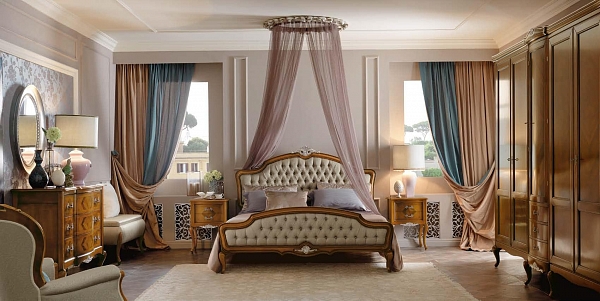 Деревянная классическая кровать с мягким изголовьем и круглым балдахином 2118 F K86