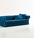 Синий длинный диван с подушками RECANATI
