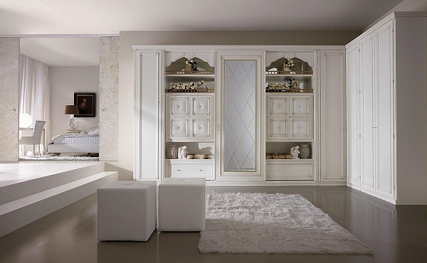 Белый угловой шкаф для гардеробной в спальне COMPOSIZIONE M214