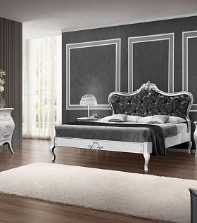Серебристый спальный гарнитур с мягким черным изголовьем кровати 04-46 Ca`D`oro
