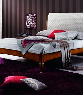 Итальянская кровать из красного дерева и белой кожи в современном стиле с  DF 04-42 Ca`D`oro