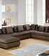 Большой коричневый диван Александрия П-формы в гостиную